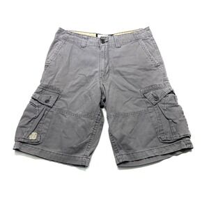 Authentics Cargo Shorts Men's 32 Gray 100% Cotton Pockets Zip Fly Hiking Camping